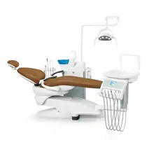 Fengdan BZ638 Plus - стоматологическая установка, с боковой нижней подачей, со скалером, с микромотором, с интраоральной камерой, с мягкой обивкой, цвет B01 кофейный, в комплекте два стула врача B1